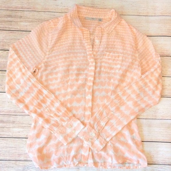 3/$20 Halogen Heart Print Tissue Paper Button Down - Picture 3 of 7